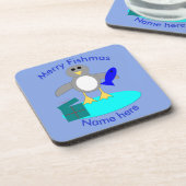 Frohe Weihnachtsfischerei Pinguin Custom Untersetz Untersetzer (Linke Seite)