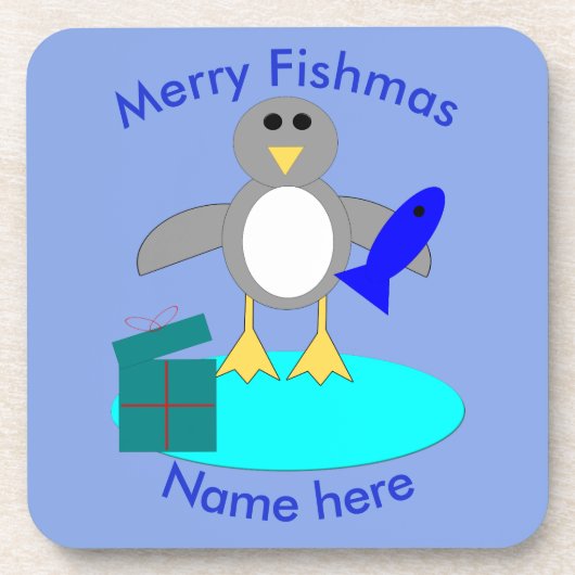 Frohe Weihnachtsfischerei Pinguin Custom Untersetz Untersetzer (Vorderseite)
