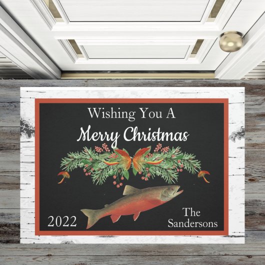 Frohe Weihnachtsforelle Fischen Fußmatte
