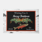 Frohe Weihnachtsforelle Fischen Fußmatte (Vorderseite)