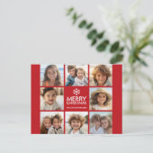 Frohe Weihnachtsfoto Collage Red White Feiertagspostkarte (Stehend Vorderseite)