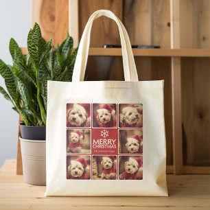 Frohe Weihnachtsfoto Collage Red White Tragetasche