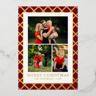 Frohe Weihnachtsfoto Collage Roter Karo Folien Feiertagskarte