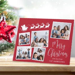 Frohe Weihnachtsfoto Collage Santa Sleigh Feiertagskarte