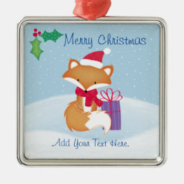 Frohe Weihnachtsfox-Keramik Ornament