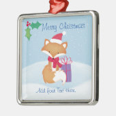 Frohe Weihnachtsfox-Keramik Ornament Aus Metall (Links)