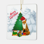 Frohe Weihnachtsfox-Ornament Keramikornament (Links)