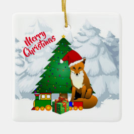 Frohe Weihnachtsfox-Ornament Keramikornament