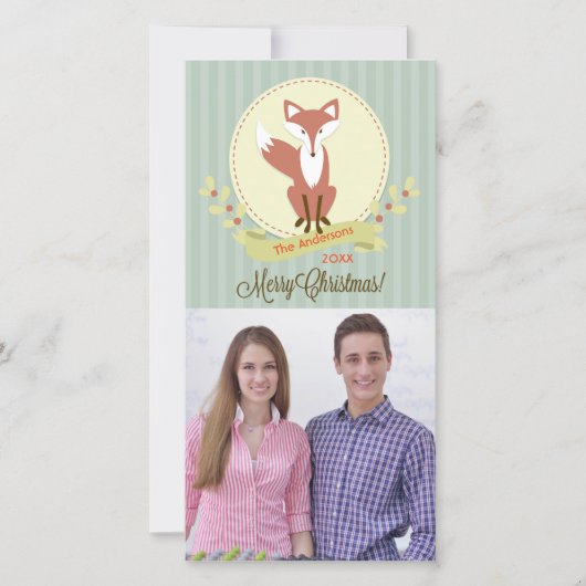 Frohe Weihnachtsfox - Weihnachts-Fotokarte Feiertagskarte (Vorderseite)