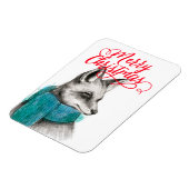 Frohe Weihnachtsfox Zeichnend Magnet (Linke Seite)