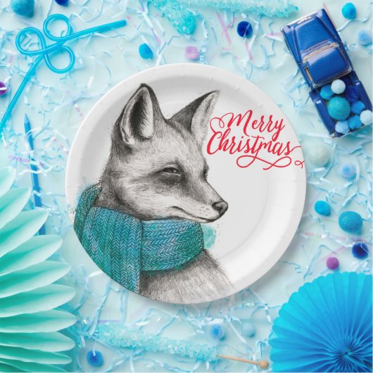 Frohe Weihnachtsfox Zeichnend Pappteller (Party)