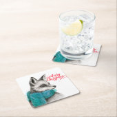 Frohe Weihnachtsfox Zeichnend Rechteckiger Pappuntersetzer (Vor Ort)