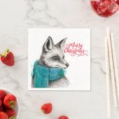 Frohe Weihnachtsfox Zeichnend Serviette (Beispiel)