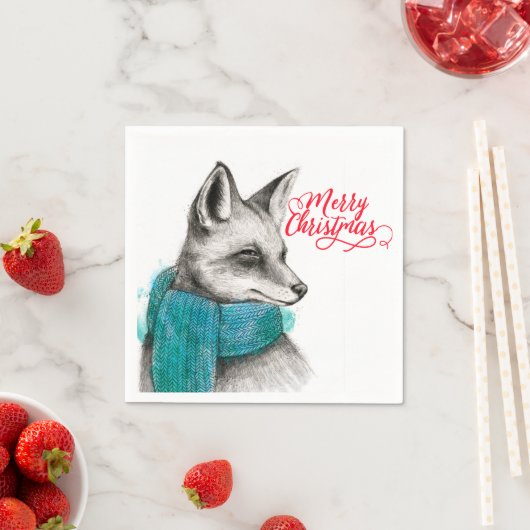 Frohe Weihnachtsfox Zeichnend Serviette (Beispiel)