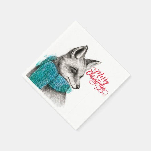 Frohe Weihnachtsfox Zeichnend Serviette (Ecke)