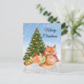 Frohe Weihnachtsfoxen / Wildlife Holiday Postkarte (Stehend Vorderseite)