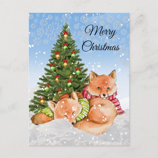 Frohe Weihnachtsfoxen / Wildlife Holiday Postkarte (Vorderseite)