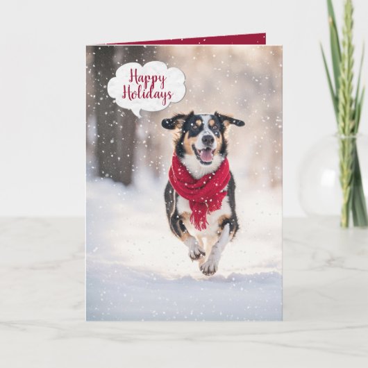 Frohe Weihnachtsfrau im Schnee Karte (Vorderseite)