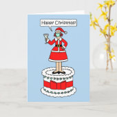 Frohe Weihnachtsfrau mit Gesichtsmaske-Kuchen Karte (Gelbe Blume)