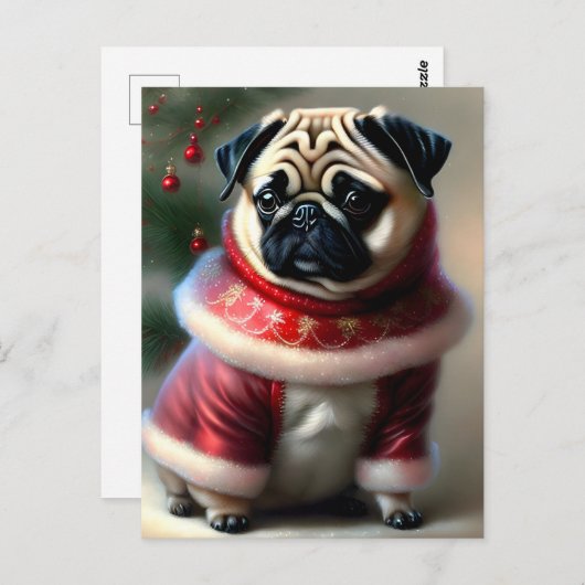 Frohe Weihnachtsfrau Postkarte (Vorne/Hinten)