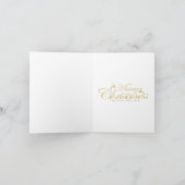 Frohe Weihnachtsfrau und blauer Weihnachtsbaum Karte (Innenseite)