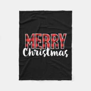 Frohe Weihnachtsfrauen Männer Kinder Red Buffalo K Fleecedecke