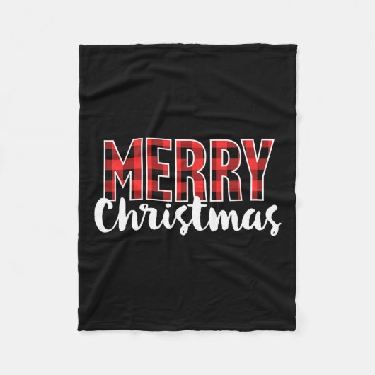 Frohe Weihnachtsfrauen Männer Kinder Red Buffalo K Fleecedecke (Vorderseite)