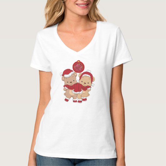 Frohe Weihnachtsfrauen V-Neck T - Shirt (Vorderseite)