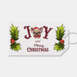 Frohe Weihnachtsfreude Niedlicher französischer Bu Geschenkanhänger