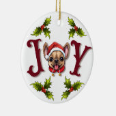 Frohe Weihnachtsfreude Niedlicher französischer Bu Keramik Ornament (Rechts)