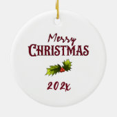 Frohe Weihnachtsfreude Niedlicher französischer Bu Keramik Ornament (Hinten)