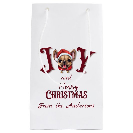 Frohe Weihnachtsfreude Niedlicher französischer Bu Kleine Geschenktüte (Vorderseite)