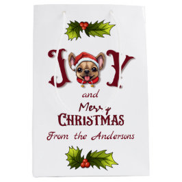 Frohe Weihnachtsfreude Niedlicher französischer Bu Mittlere Geschenktüte