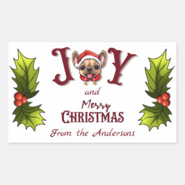Frohe Weihnachtsfreude Niedlicher französischer Bu Rechteckiger Aufkleber