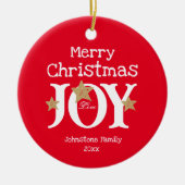 Frohe Weihnachtsfreude Simple Elegant Red Keramik Ornament (Vorne)