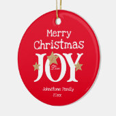 Frohe Weihnachtsfreude Simple Elegant Red Keramik Ornament (Links)