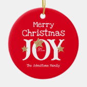 Frohe Weihnachtsfreude Simple Elegant Red Keramik Ornament (Vorne)