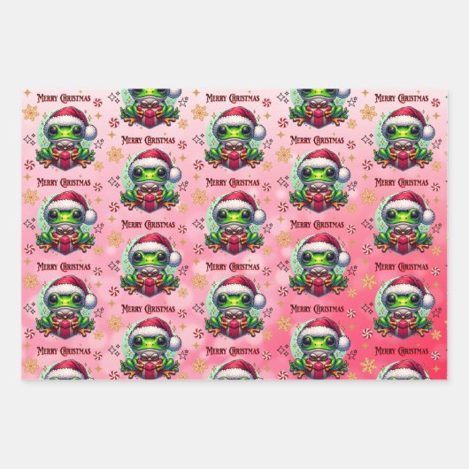 Frohe Weihnachtsfrosch Geschenkpapier Set (Vorderseite 2)