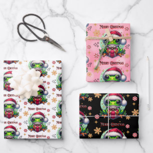 Frohe Weihnachtsfrosch Geschenkpapier Set