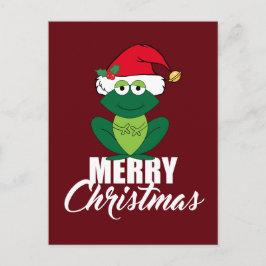 Frohe Weihnachtsfrosch in Weihnachtsmannmütze Nied Feiertagspostkarte