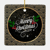 Frohe Weihnachtsfunkel und Glitzer, Keramikornament (Rückseite)