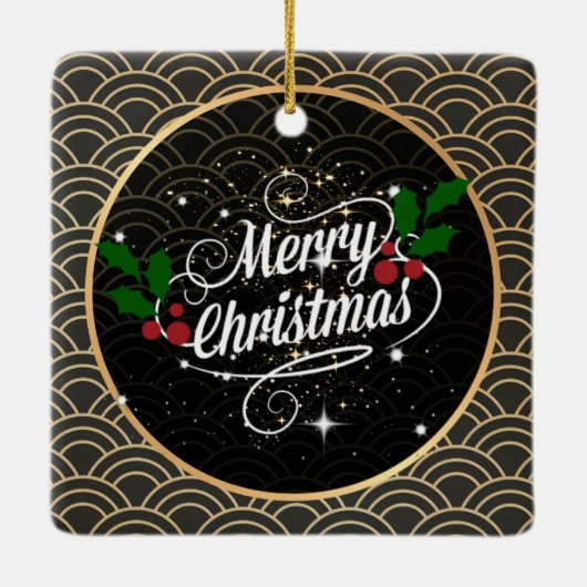 Frohe Weihnachtsfunkel und Glitzer, Keramikornament (Rückseite)