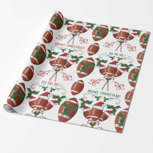Frohe Weihnachtsfußball Santa Geschenkpapier (Ungerollt)