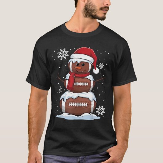Frohe Weihnachtsfußball Snowman Holiday Sports Xm T-Shirt (Vorderseite)