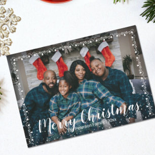 Frohe Weihnachtsgarland getrimmt Flat Foto Holiday Feiertagskarte