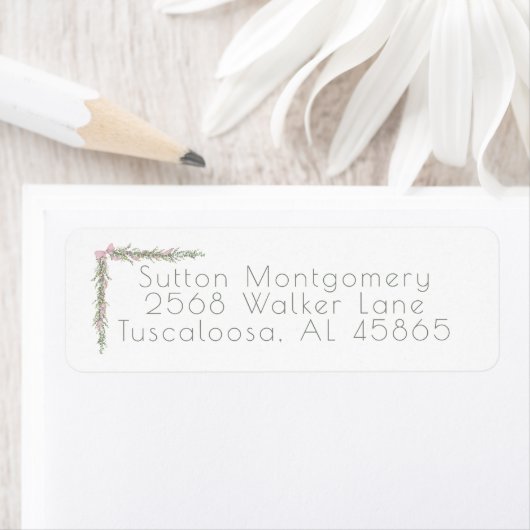 Frohe Weihnachtsgarland Pink Bow-Adresse (Insitu)