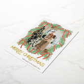 Frohe Weihnachtsgarland Rahmen Foto Gold Folieneinladung (Gedreht)