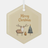 Frohe Weihnachtsgartenwälder Ornament Aus Glas (Vorderseite)