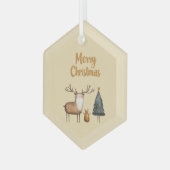 Frohe Weihnachtsgartenwälder Ornament Aus Glas (Vorderseite Links)