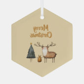 Frohe Weihnachtsgartenwälder Ornament Aus Glas (Rückseite)